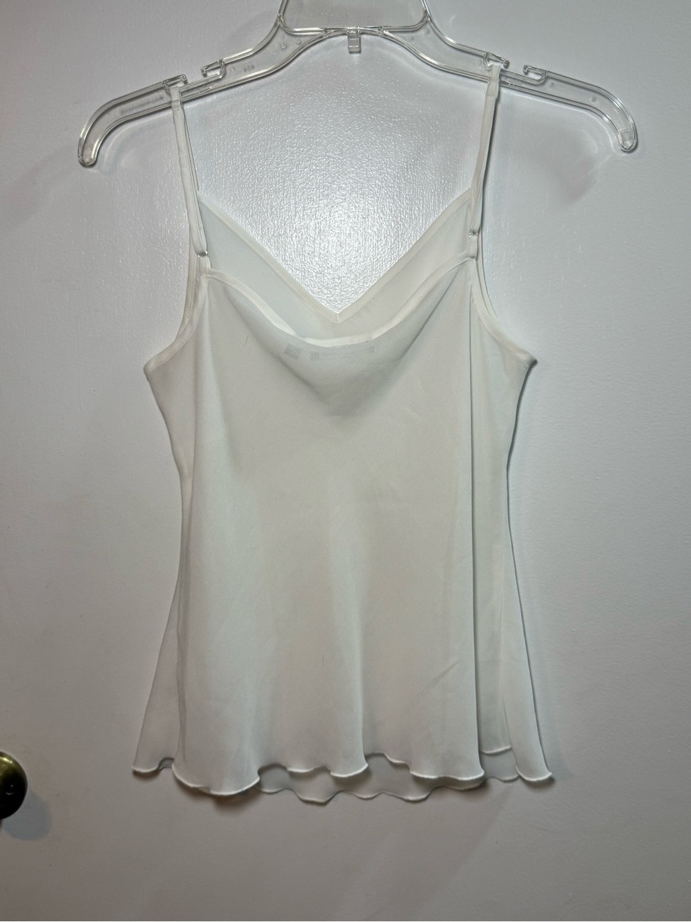 Notations White V-Neck Satin Cami with Adjustable Straps